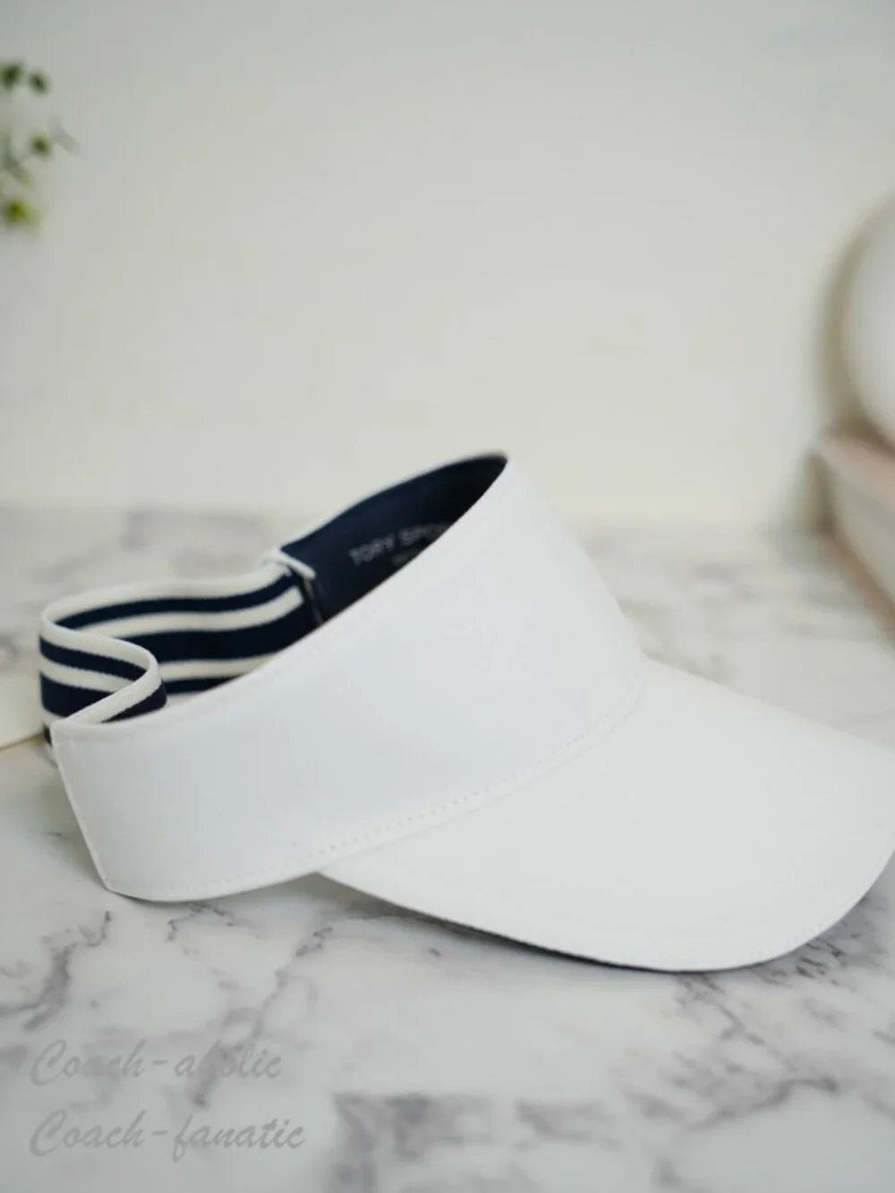 Tory Burch Sport Visor Performance Embroidered Big Logo Snow White NWT